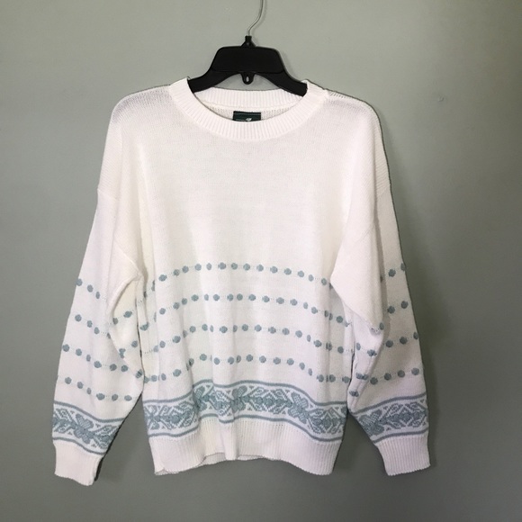 Vintage White Blue Polka Dot Sweater - Picture 1 of 8